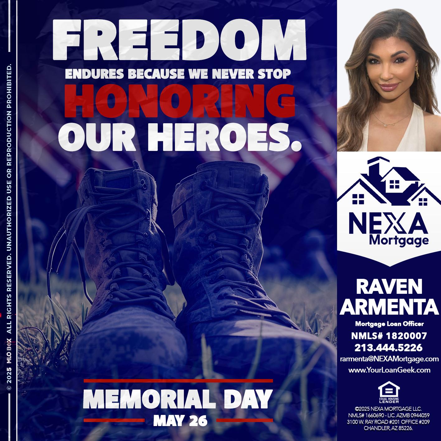 Memorial Day - Raven Armenta -Mortgage Loan Officer