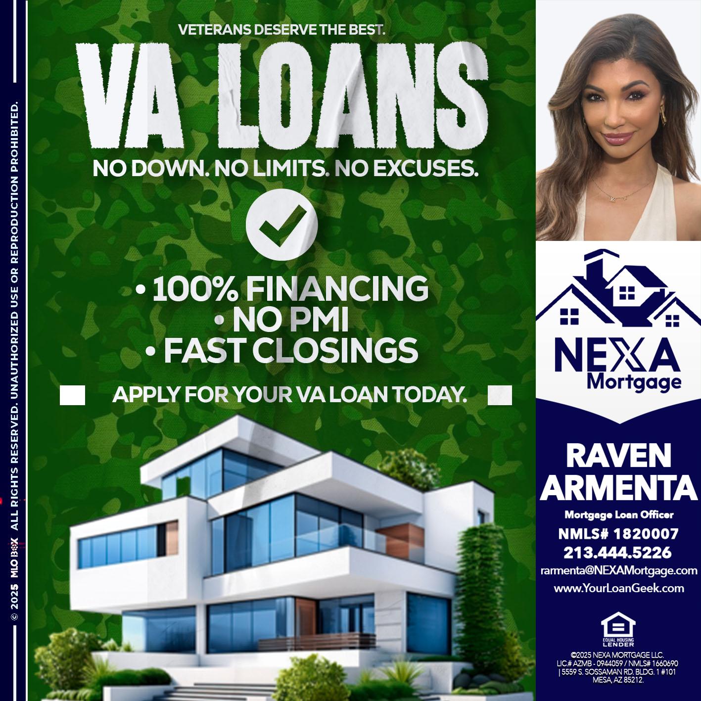 VA LOANS - Raven Armenta -Mortgage Loan Officer